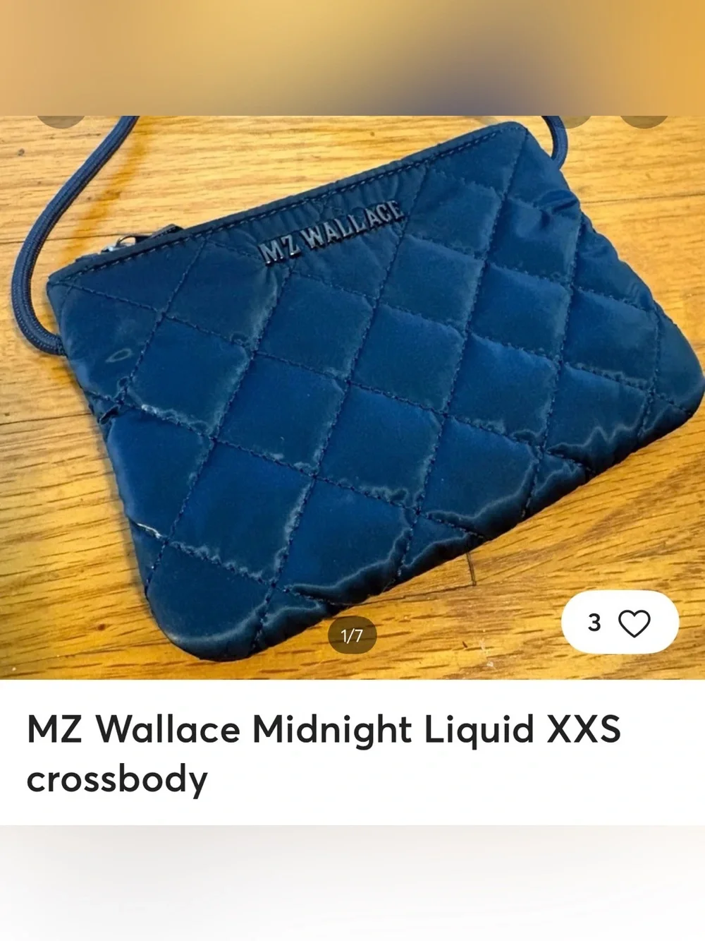 NWOT MZ Wallace Micro Quilted Navy Blue  Shiny Crossbody Bag - Designer Style